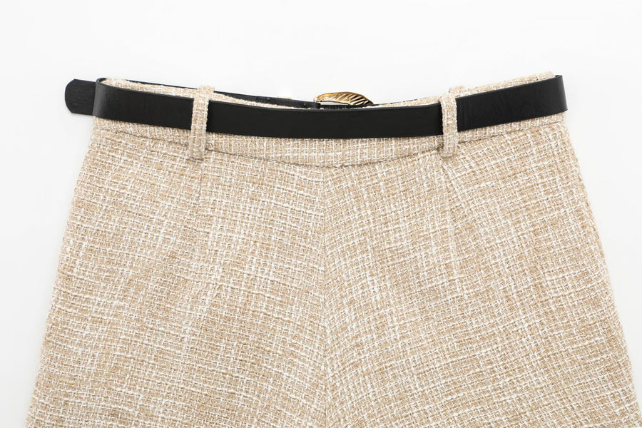 Casual non-stretch new zip-up with belt shorts