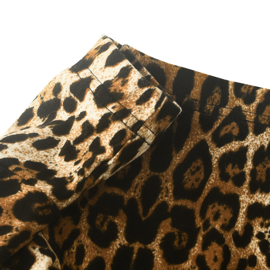 Sexy slight stretch low waist leopard print ruffled all-match hot shorts