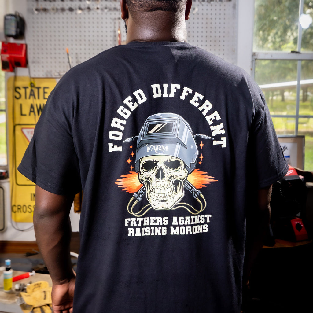 Men’s blue collar welder shirt with forged different design