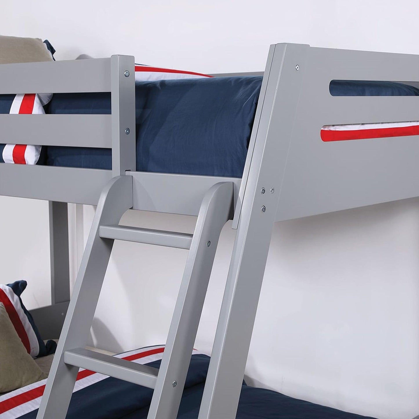 Solid Wood Twin / Full Bunk Bed with Reversible Angled Ladder and Underbed Drawers