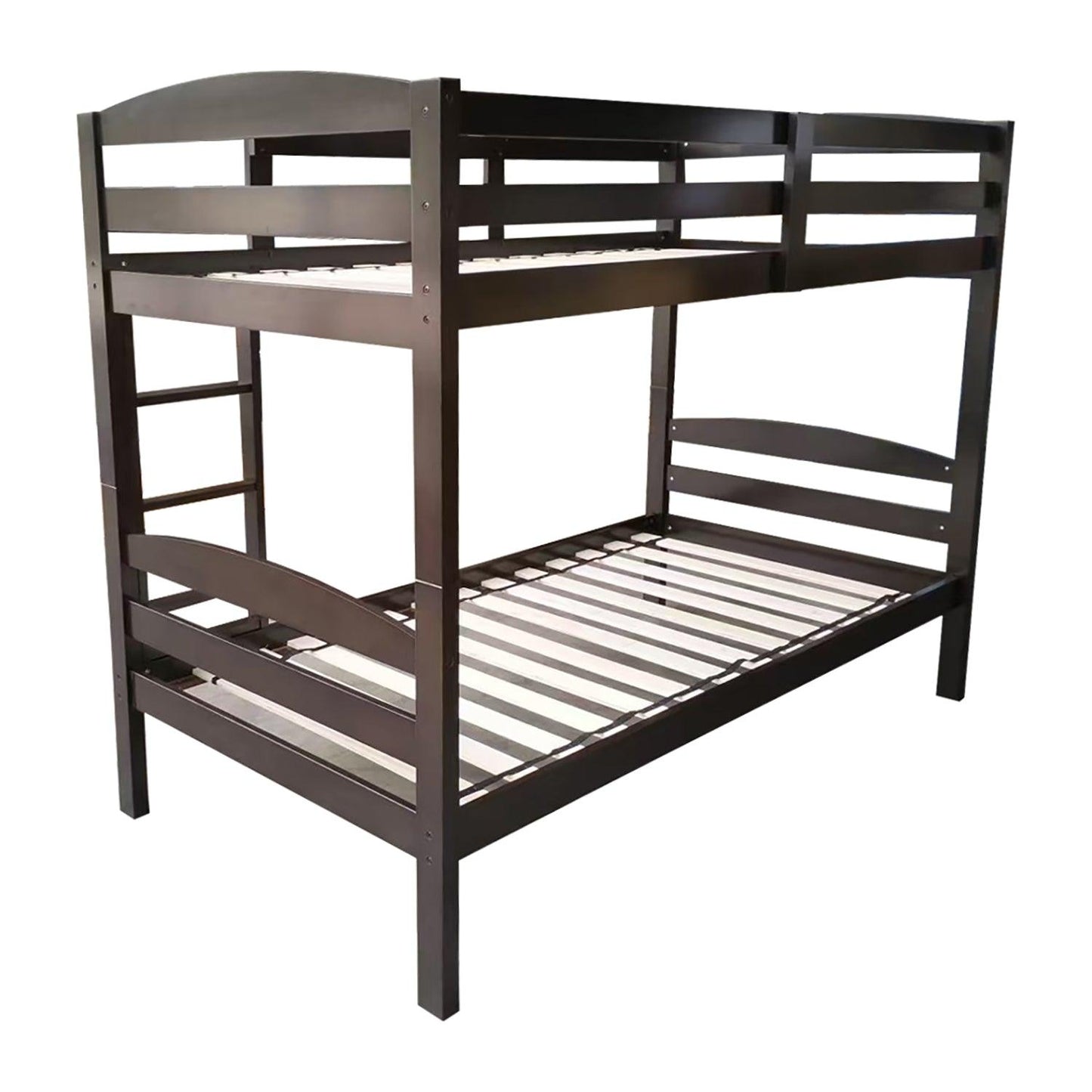 Transitional Solid Hardwood Twin over Twin Bunk Bed, Patented Insert & Lock Joint for Extra Safety for Kids