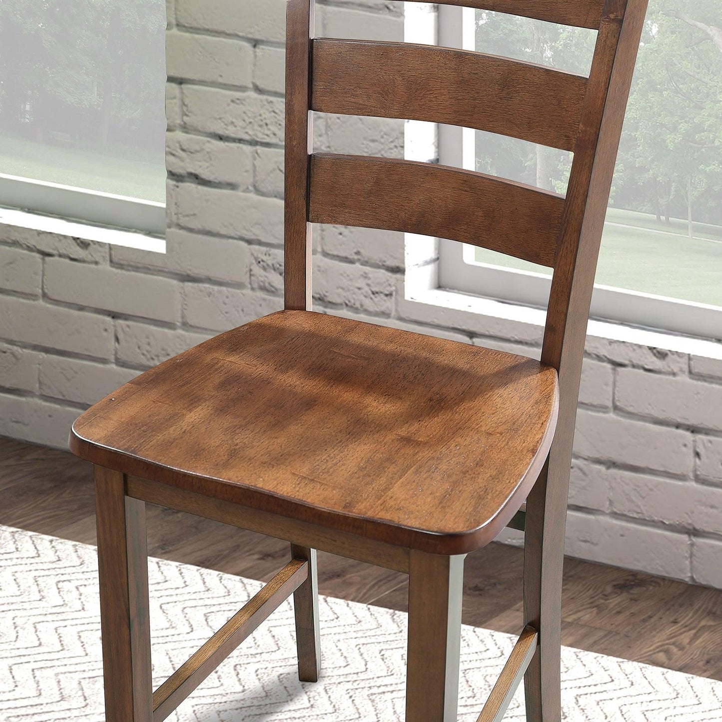 36"H Solid Rubberwood and Wood Veneer 5-Piece Counter Ht. Table Set