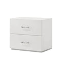 Stoholm Modern White Nightstand with 2-Drawer and Chrome Handles