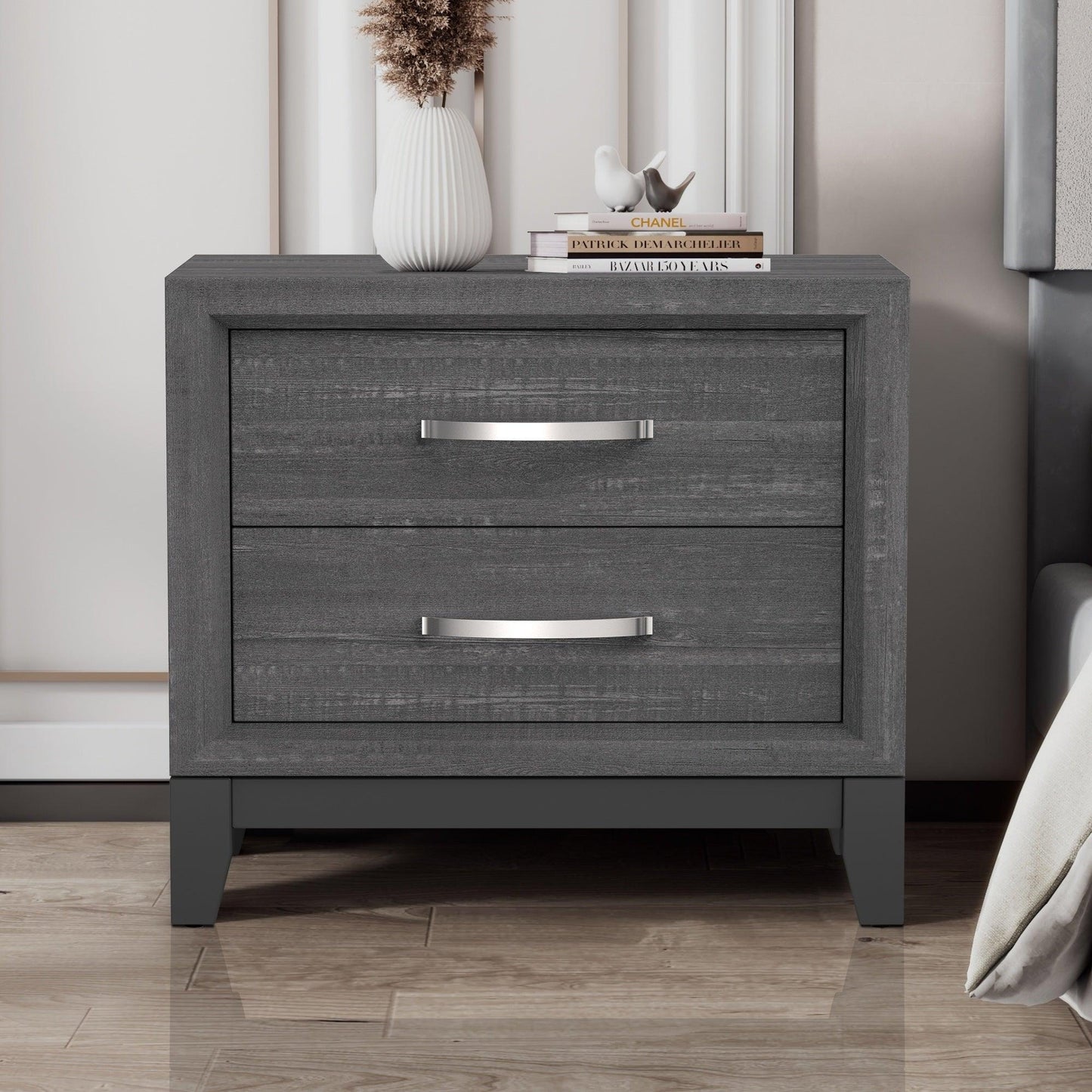 Furniture of America Lucien Modern Wood Nightstand with 2 Drawers