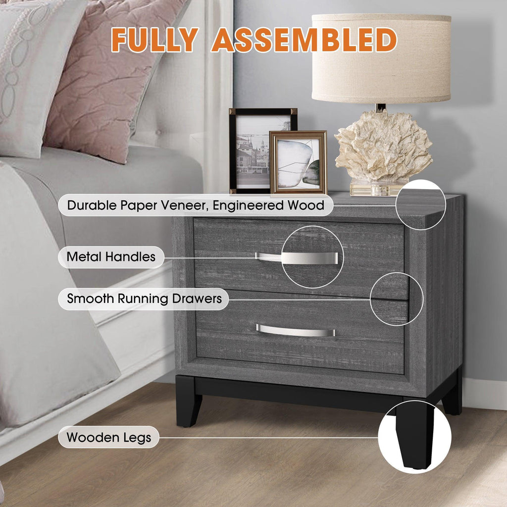 Furniture of America Lucien Modern Wood Nightstand with 2 Drawers