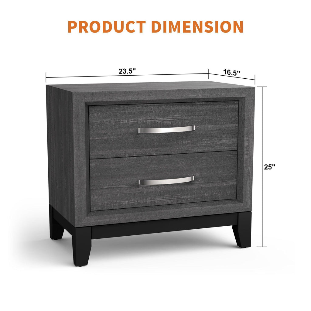 Furniture of America Lucien Modern Wood Nightstand with 2 Drawers