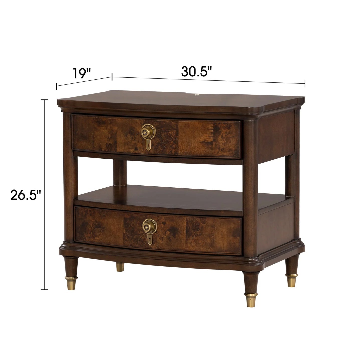 30.5" Westerham French Nightstand Power Outlet with LED Light, Dark Cherry