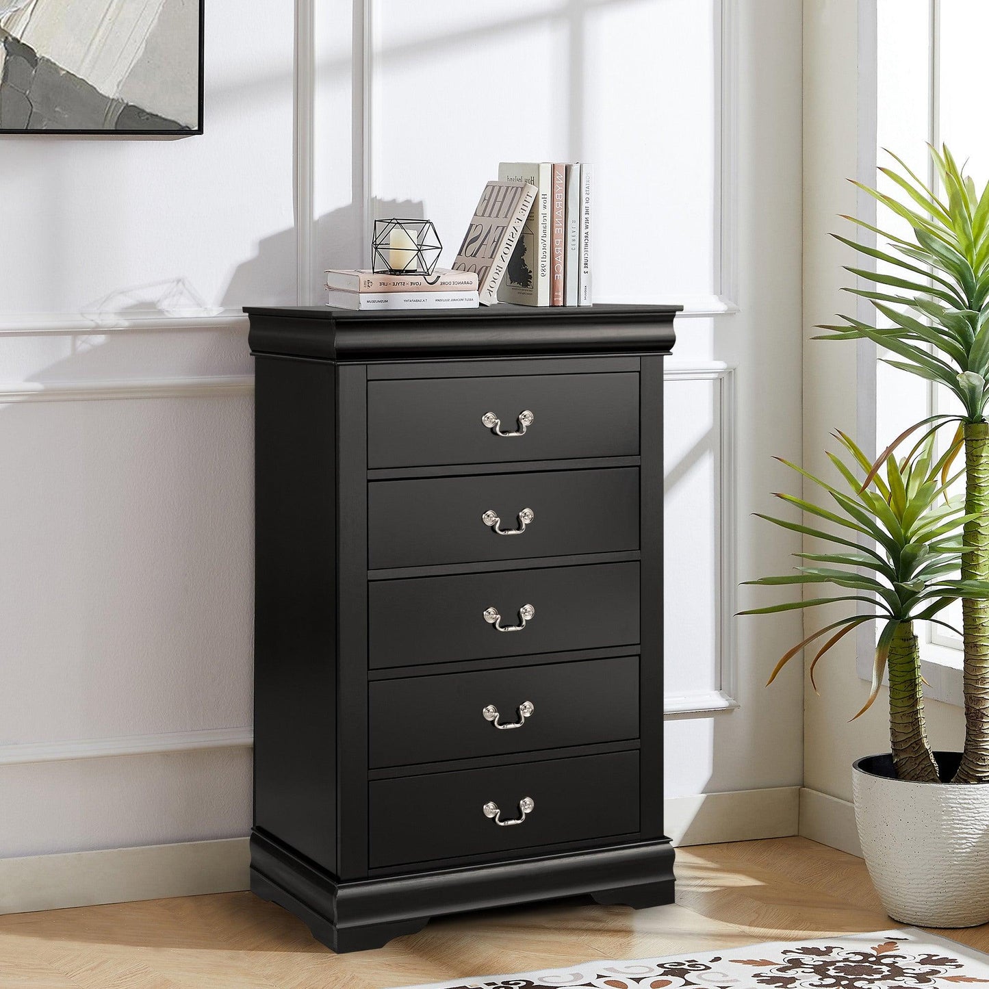 Transitional 5-Drawer 31.5 in. Wide Chest of Drawers with Bracket Feet