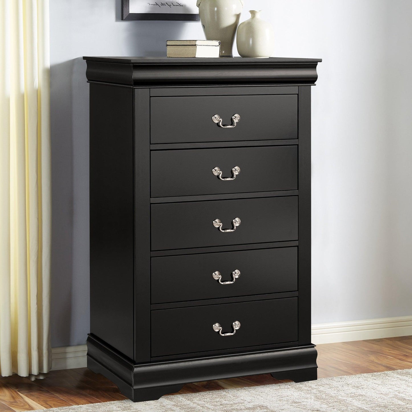 Transitional 5-Drawer 31.5 in. Wide Chest of Drawers with Bracket Feet