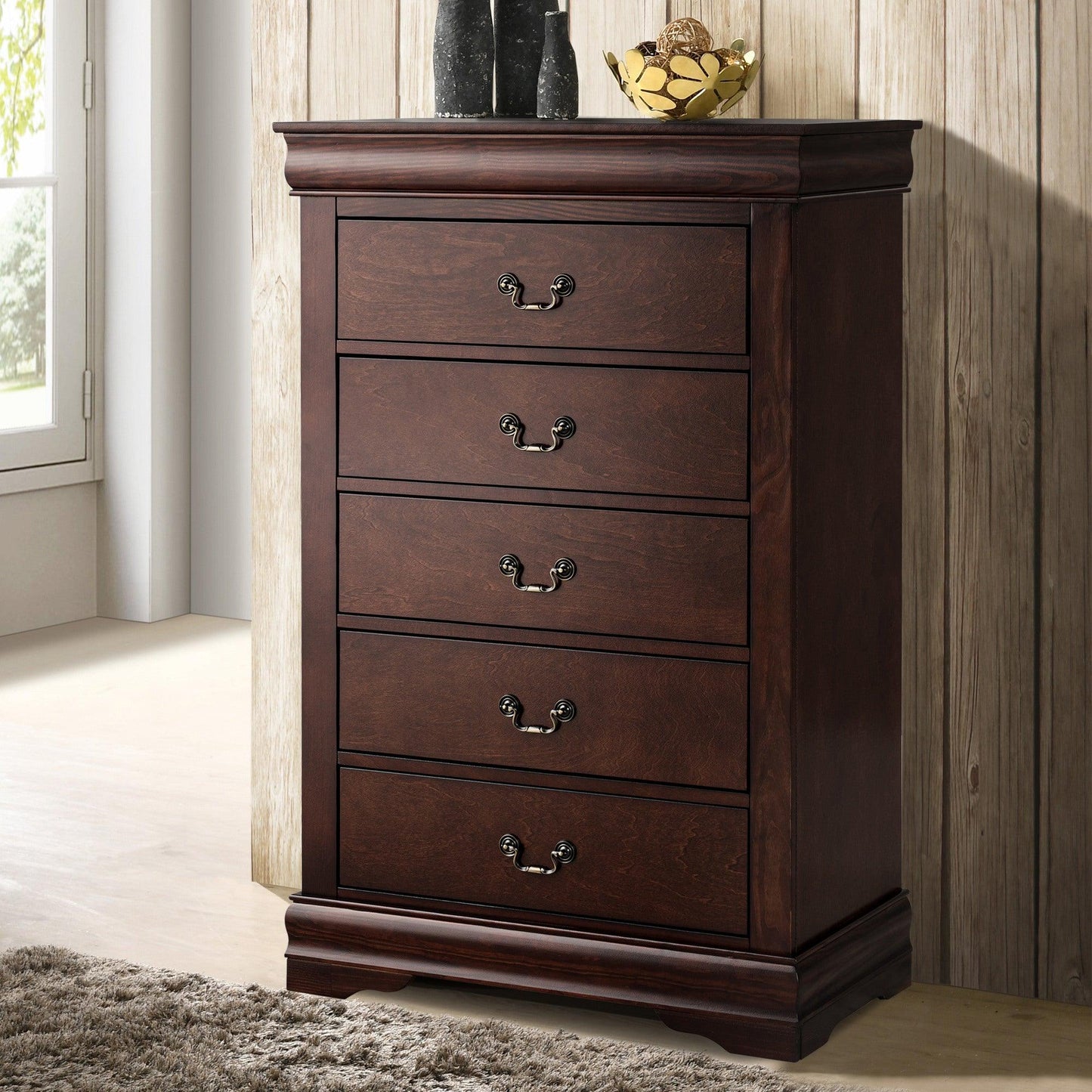 Transitional 5-Drawer 31.5 in. Wide Chest of Drawers with Bracket Feet