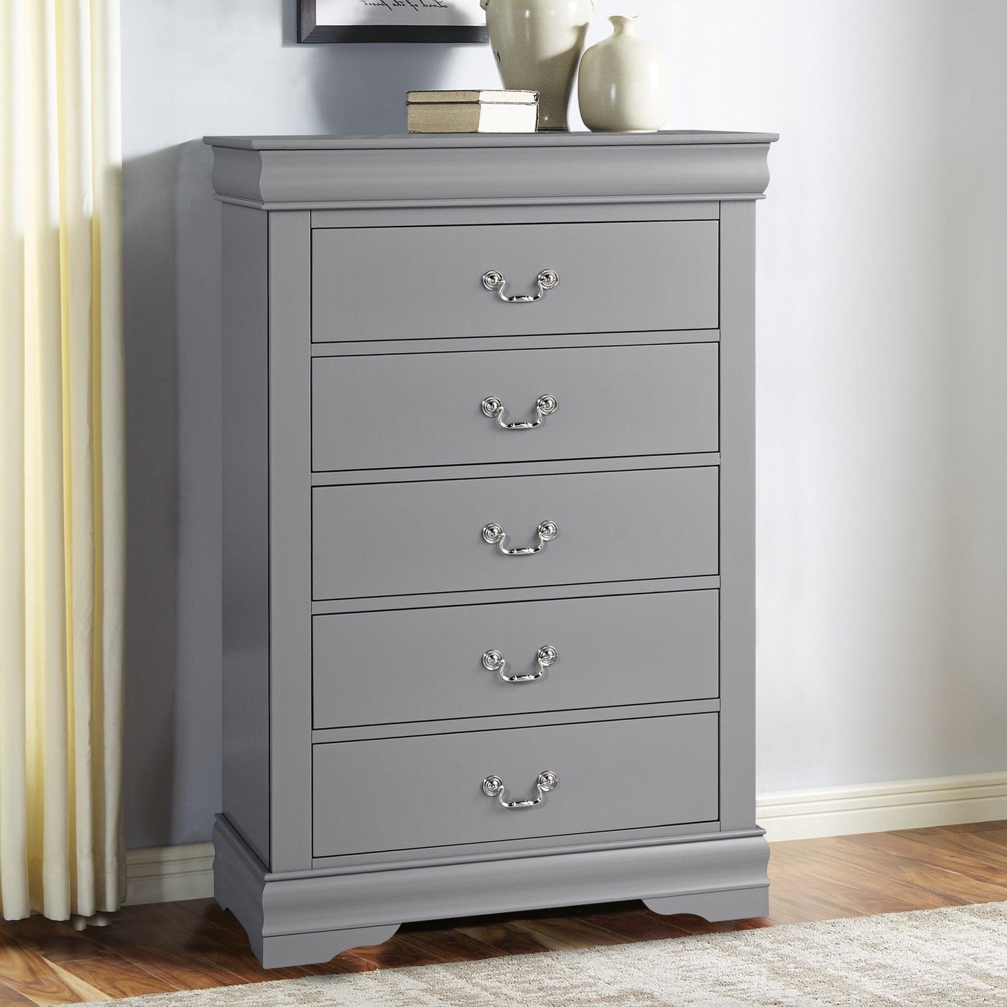 Transitional 5-Drawer 31.5 in. Wide Chest of Drawers with Bracket Feet