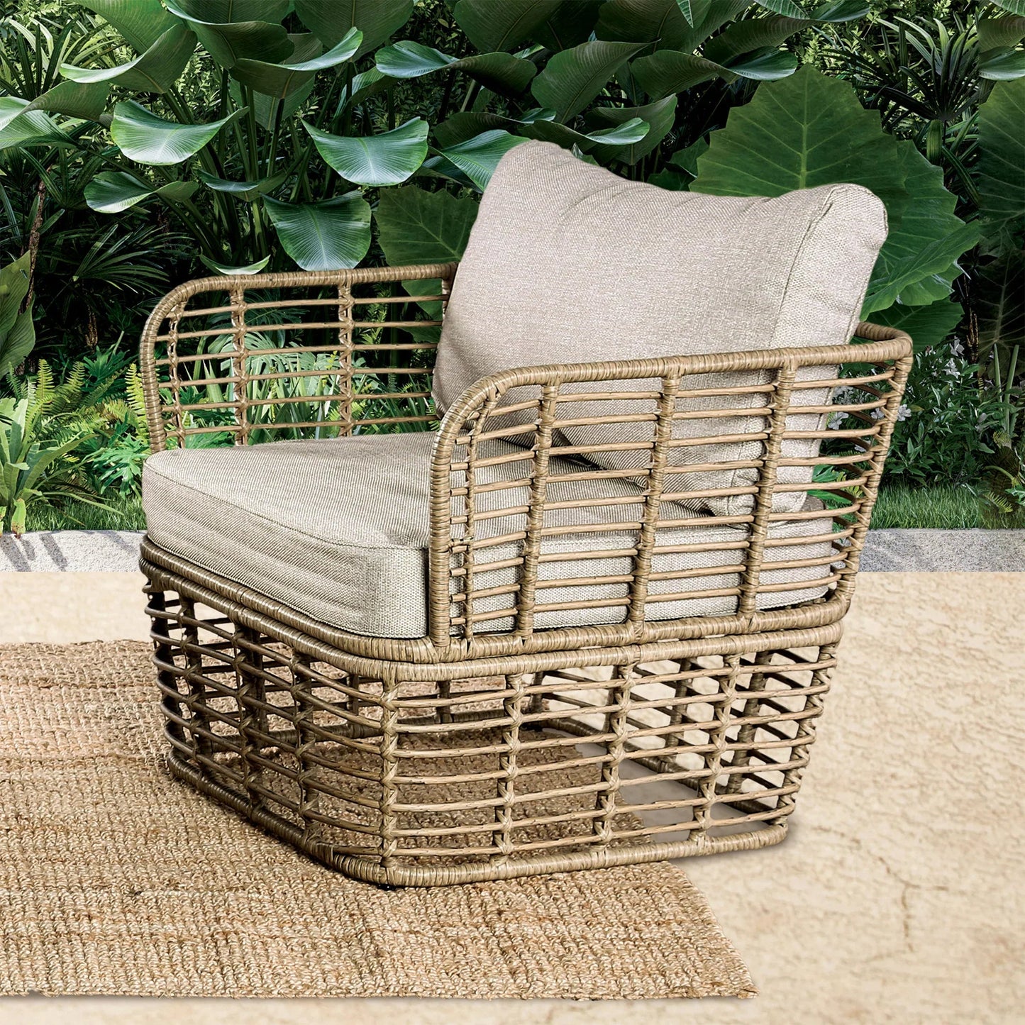 Johari Contemporary 3-Piece Outdoor Rattan Conversation Set