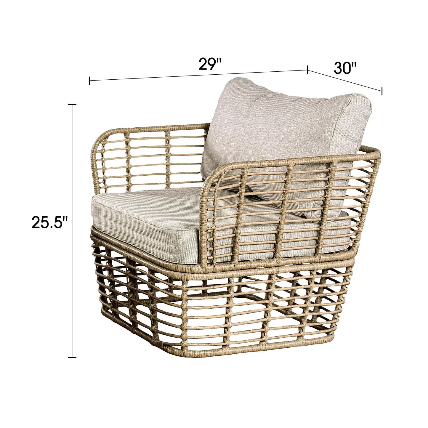Johari Contemporary 3-Piece Outdoor Rattan Conversation Set