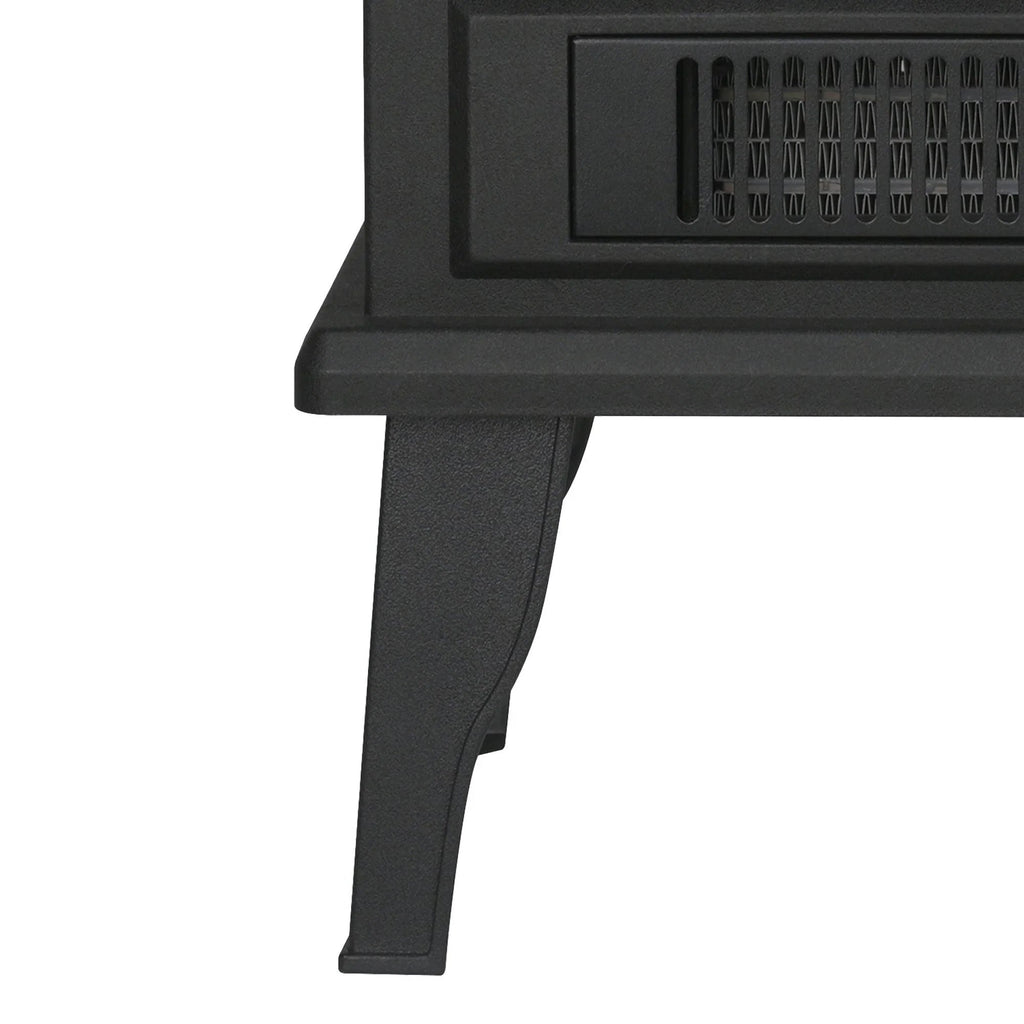 Black Electric Heater Free Standing Stove, 3D Flame Overheat Protection Adjustable Thermostat, 1500W