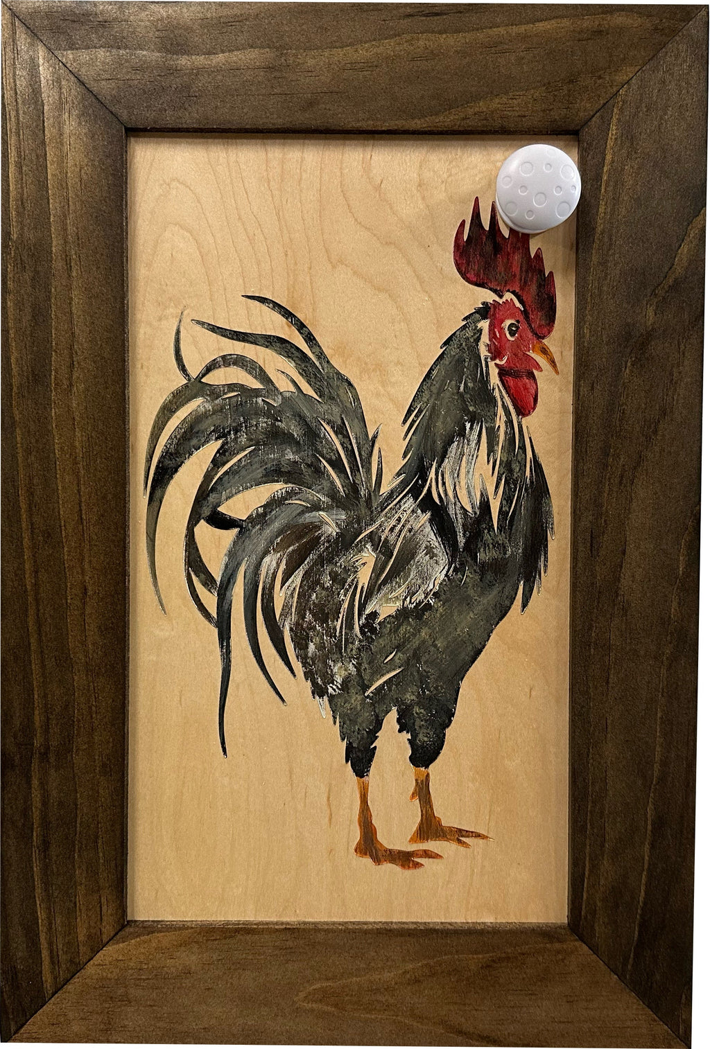 Farmhouse Rooster Gun Concealment Furniture - Handcrafted Hidden Gun Storage Wall Decor - Hidden Gun Shelf with Magnetic Lock for Quick Access