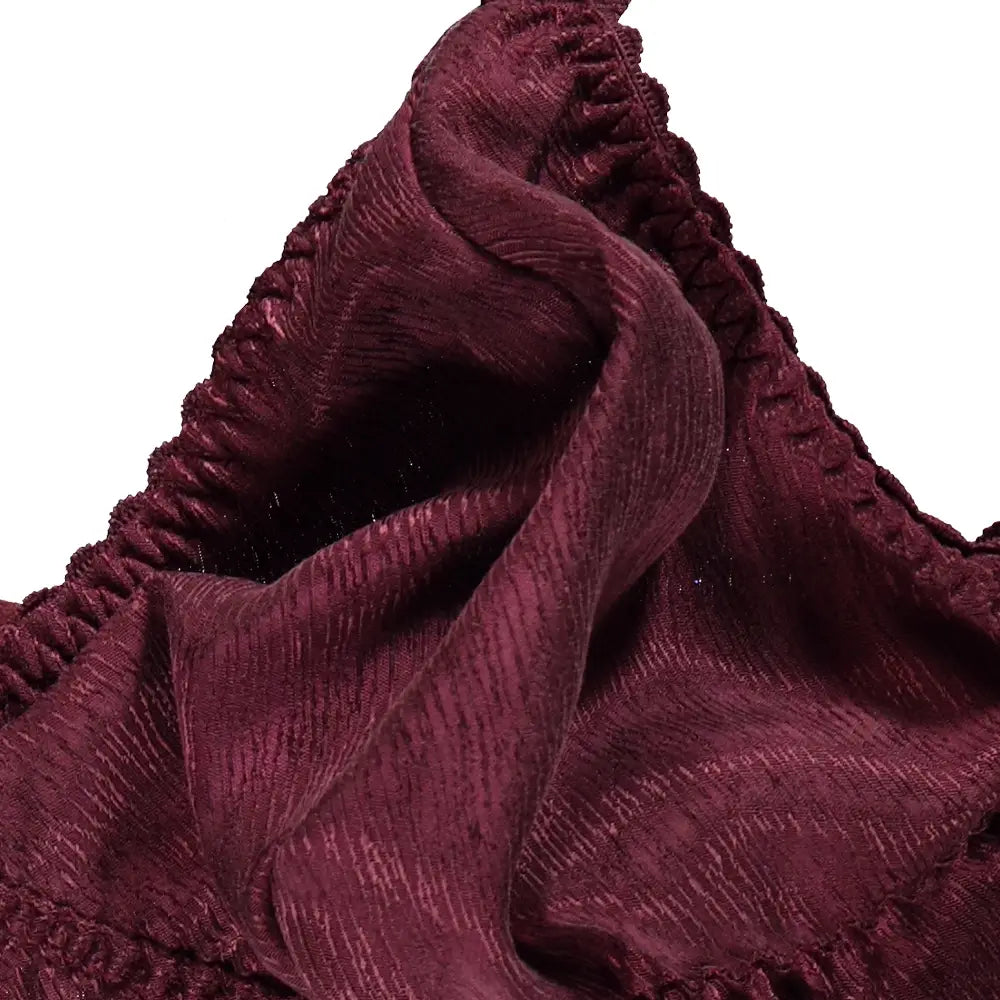 High Waist Thong and Soft Bra Lingerie Set Burgundy
