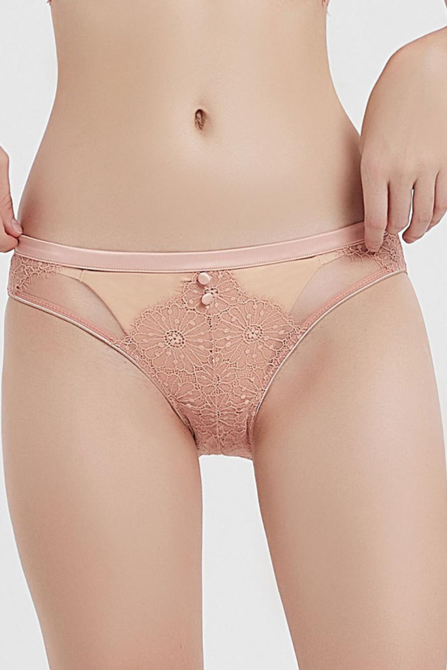 Sexy slight stretch mesh button decor mid waist briefs