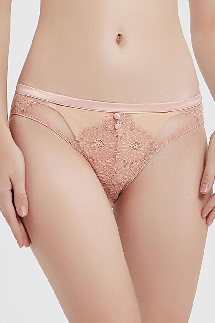 Sexy slight stretch mesh button decor mid waist briefs