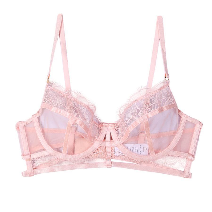 Sexy slight stretch lace mesh see-through underwire bralette