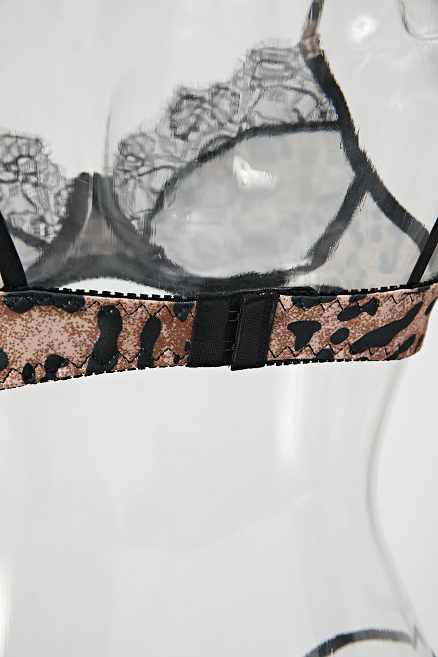 Sexy slight stretch leopard printing lace trim with underwire two-piece set