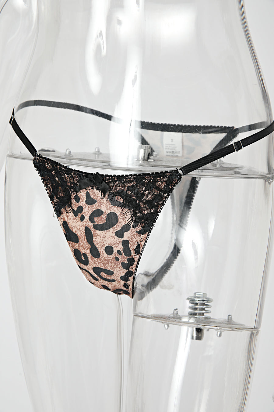 Sexy slight stretch leopard printing lace trim with underwire two-piece set