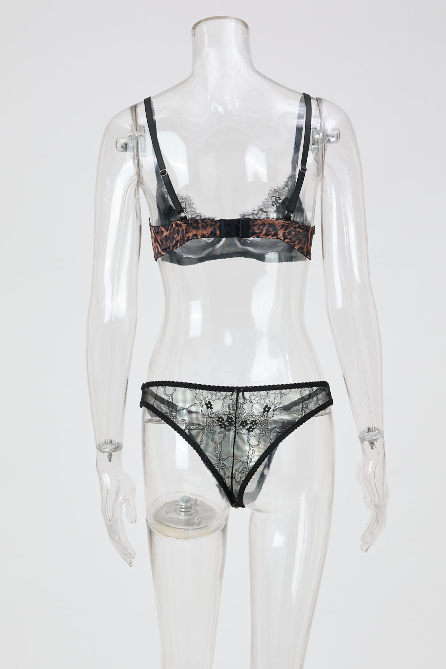 Sexy slight stretch leopard printing with underwire padded two-piece set