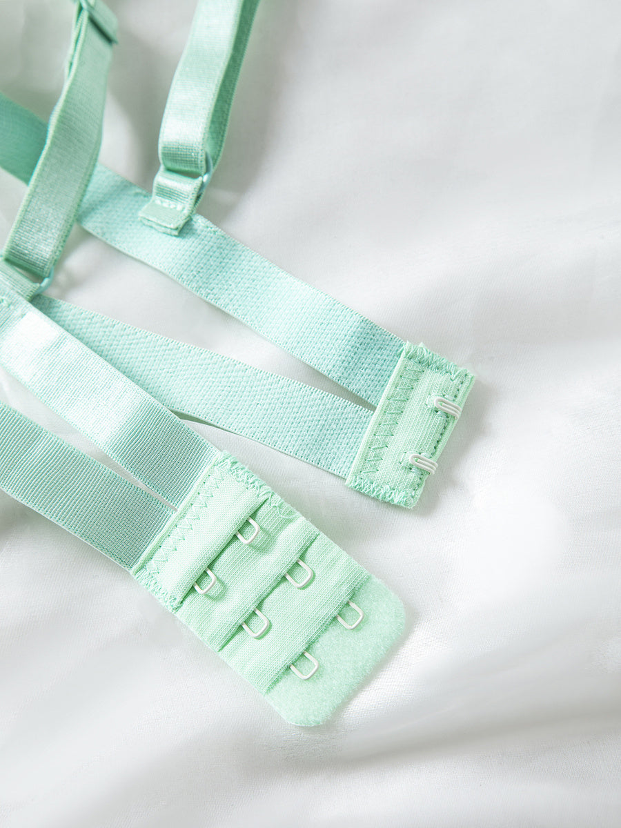 Sexy slight stretch see-through lace temptation with underwire two-piece set