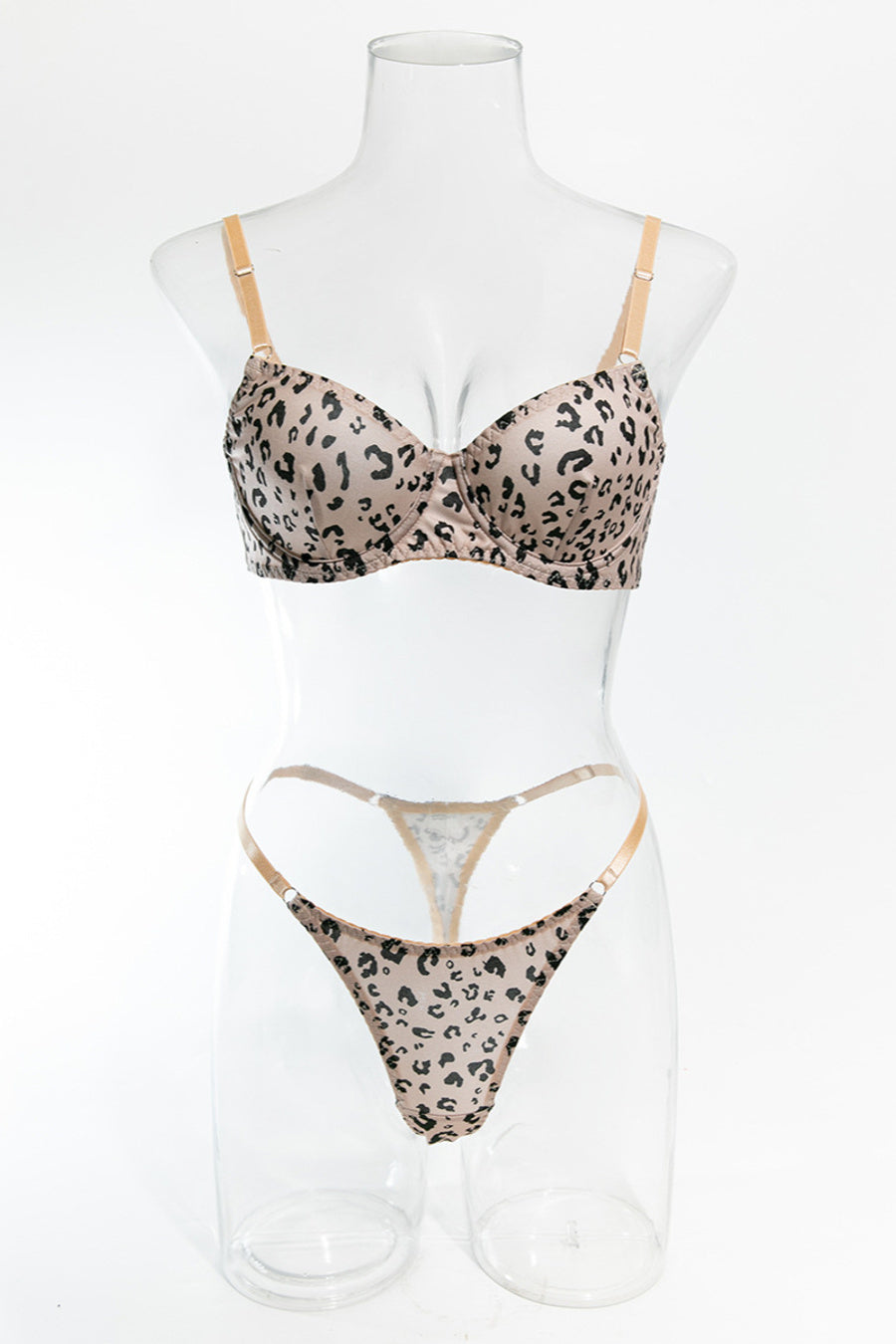 Sexy slight stretch leopard printing with underwire two-piece set