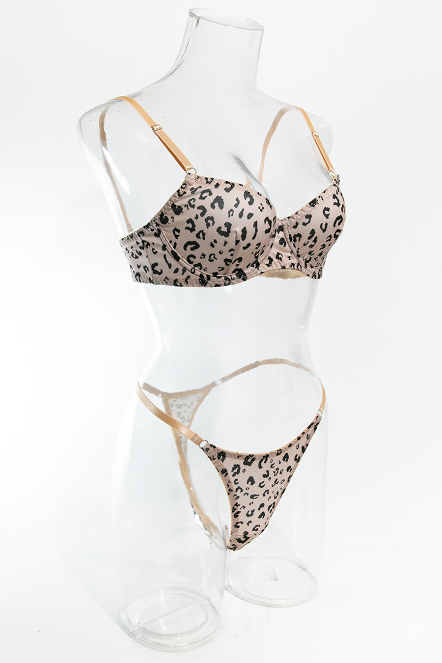 Sexy slight stretch leopard printing with underwire two-piece set