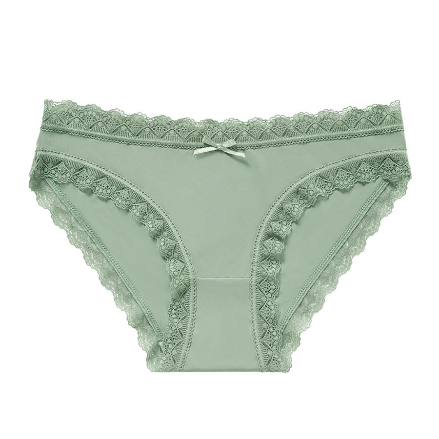 Sexy slight stretch lace stitching comfort breathable low waist briefs