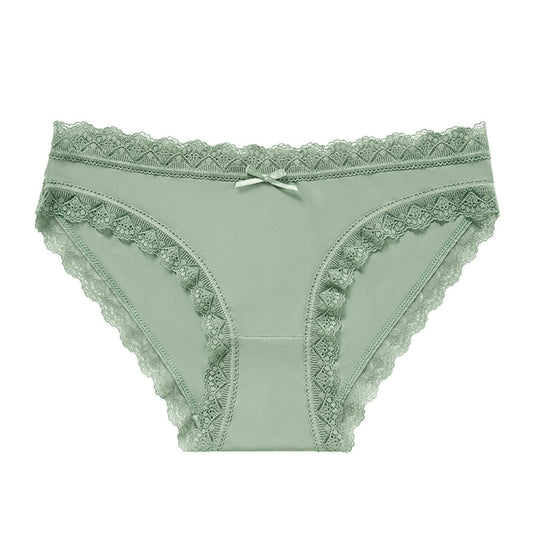 Sexy slight stretch lace stitching comfort breathable low waist briefs