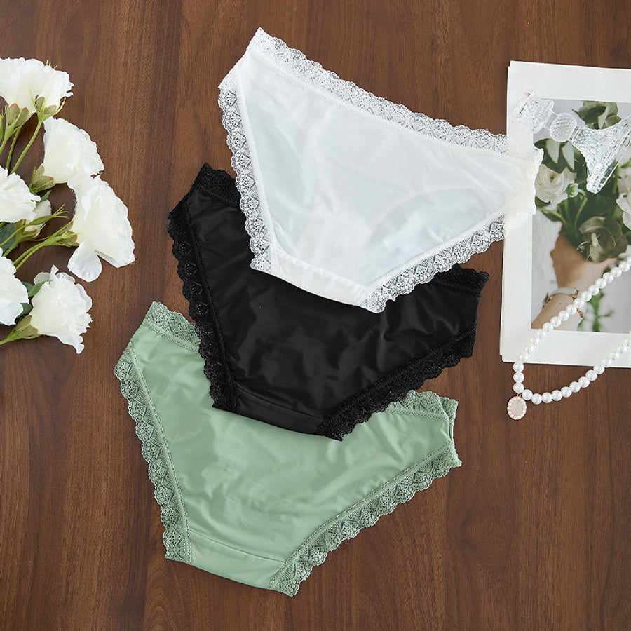 Sexy slight stretch lace stitching comfort breathable low waist briefs