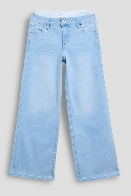 Girls Boxer Waist Wide Leg Jeans