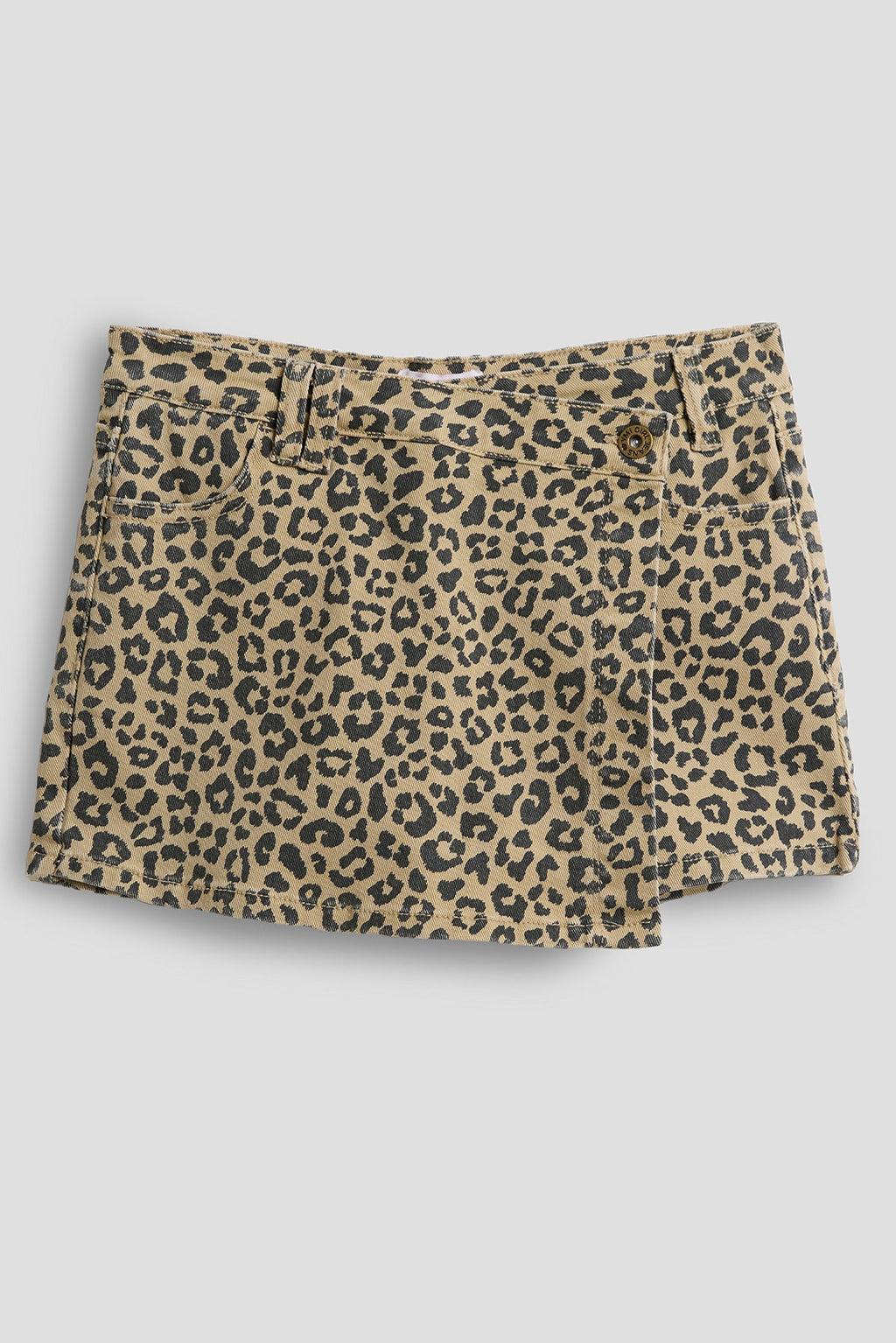 Girls Assymetrical Animal Print Denim Skort