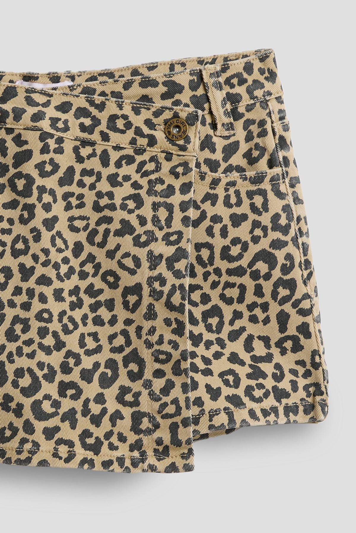 Girls Assymetrical Animal Print Denim Skort