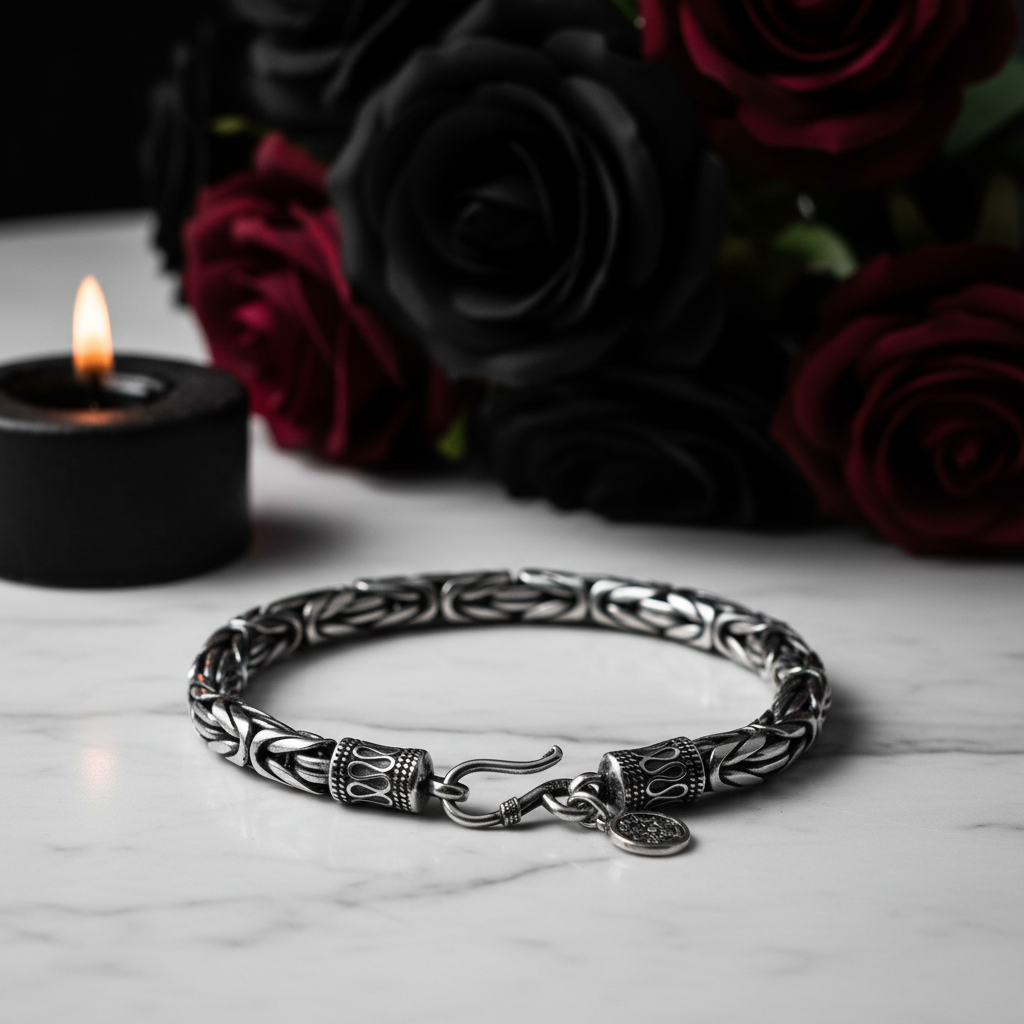 Goth-inspired Antique Silver Bracelet