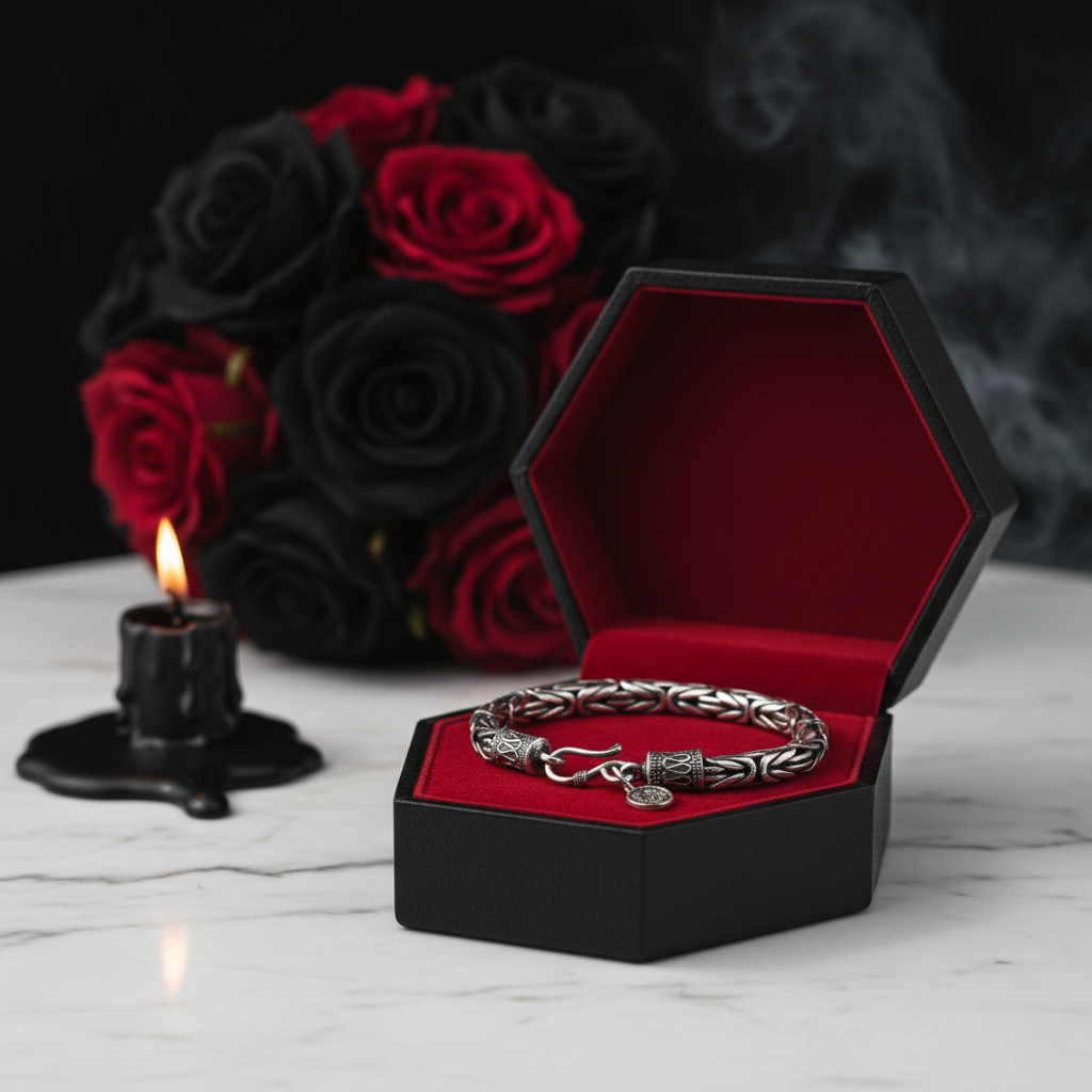 Goth-inspired Antique Silver Bracelet