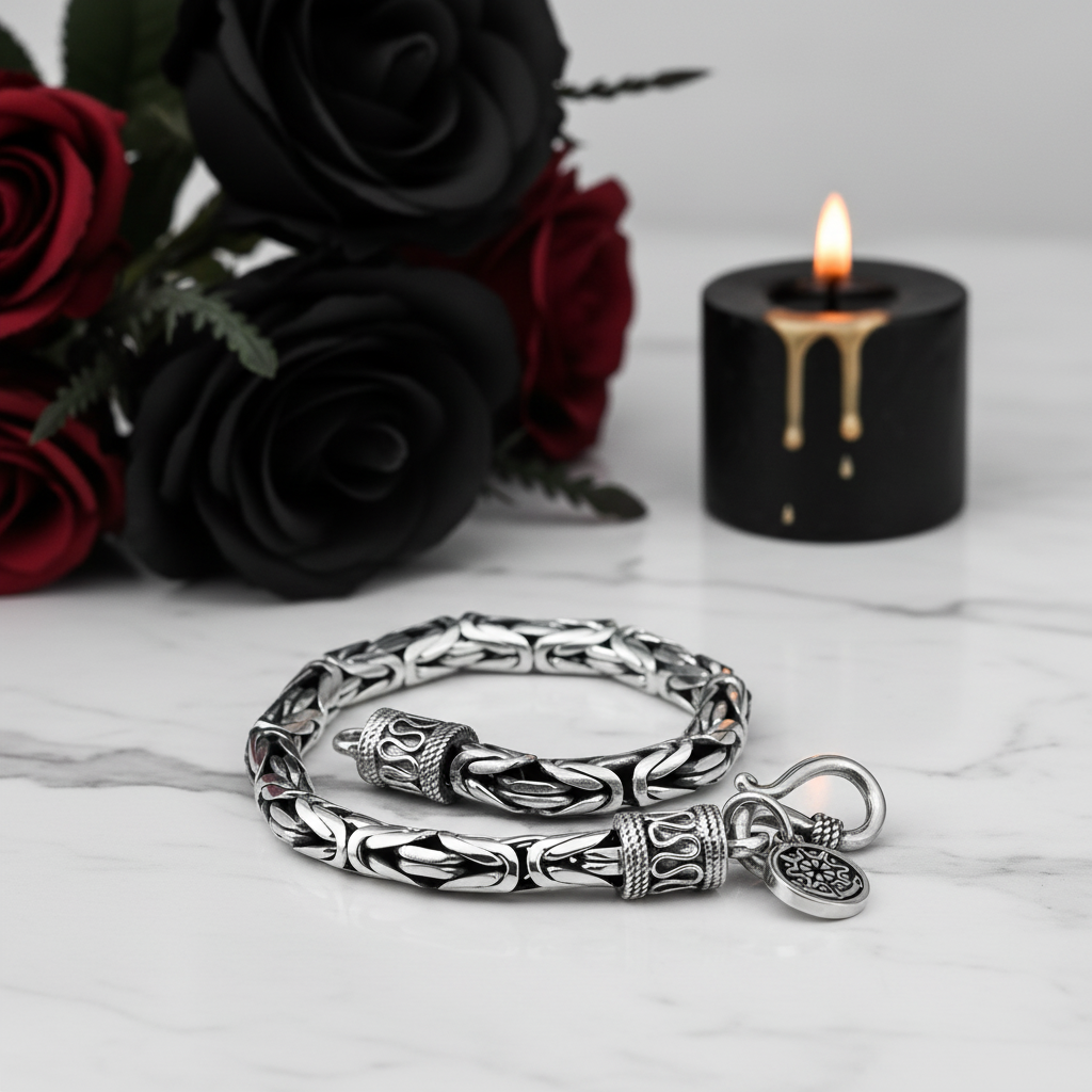 Goth-inspired Antique Silver Bracelet