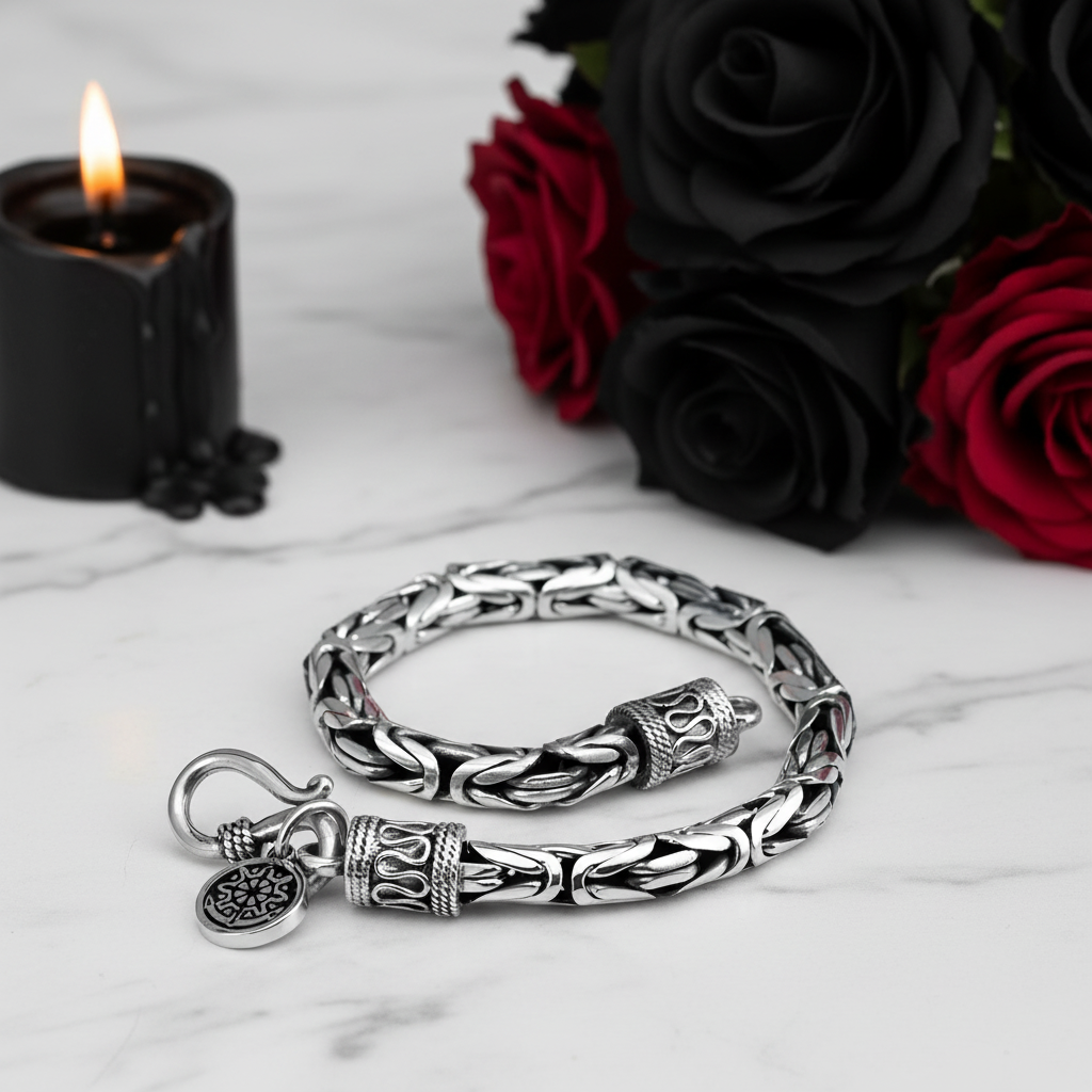 Goth-inspired Antique Silver Bracelet