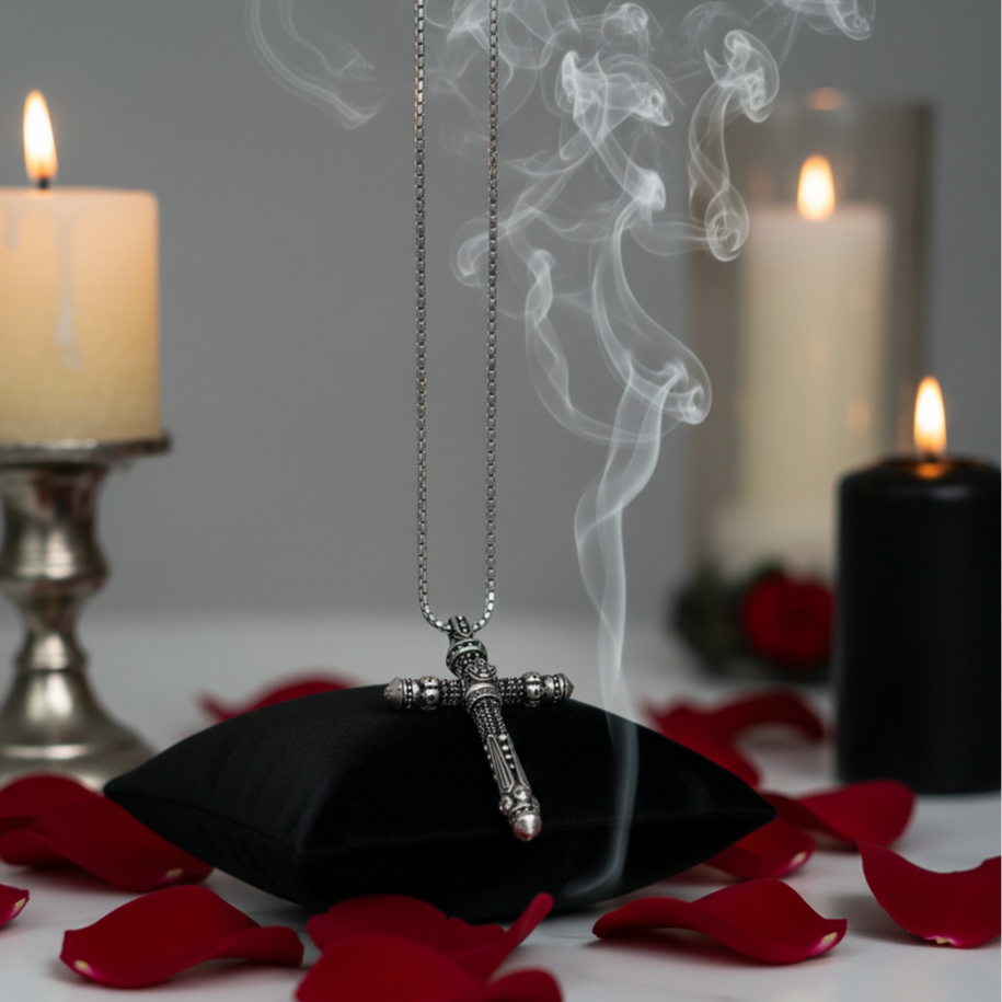 Gothic Cross Pave Diamond Option Sword Necklace