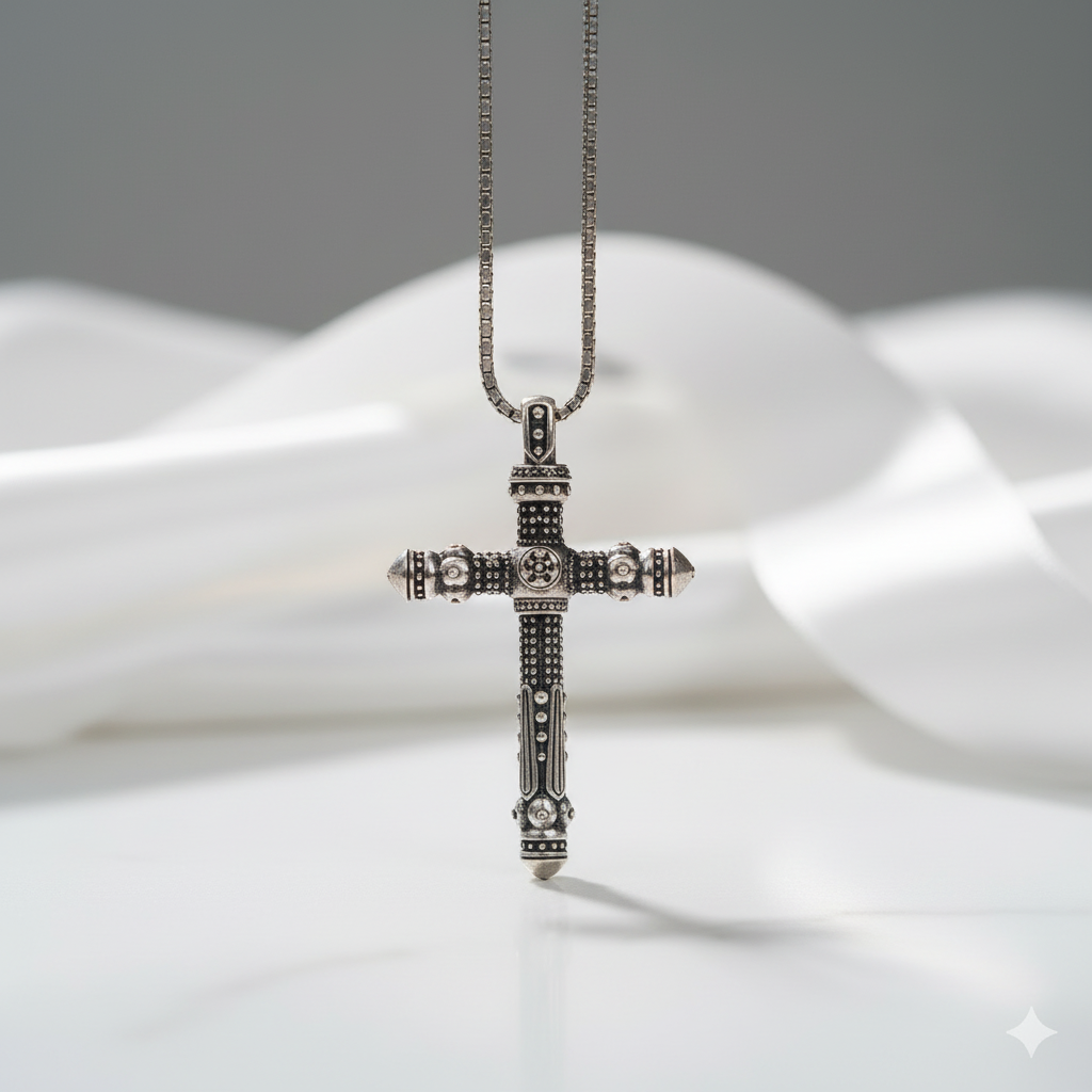 Gothic Cross Pave Diamond Option Sword Necklace