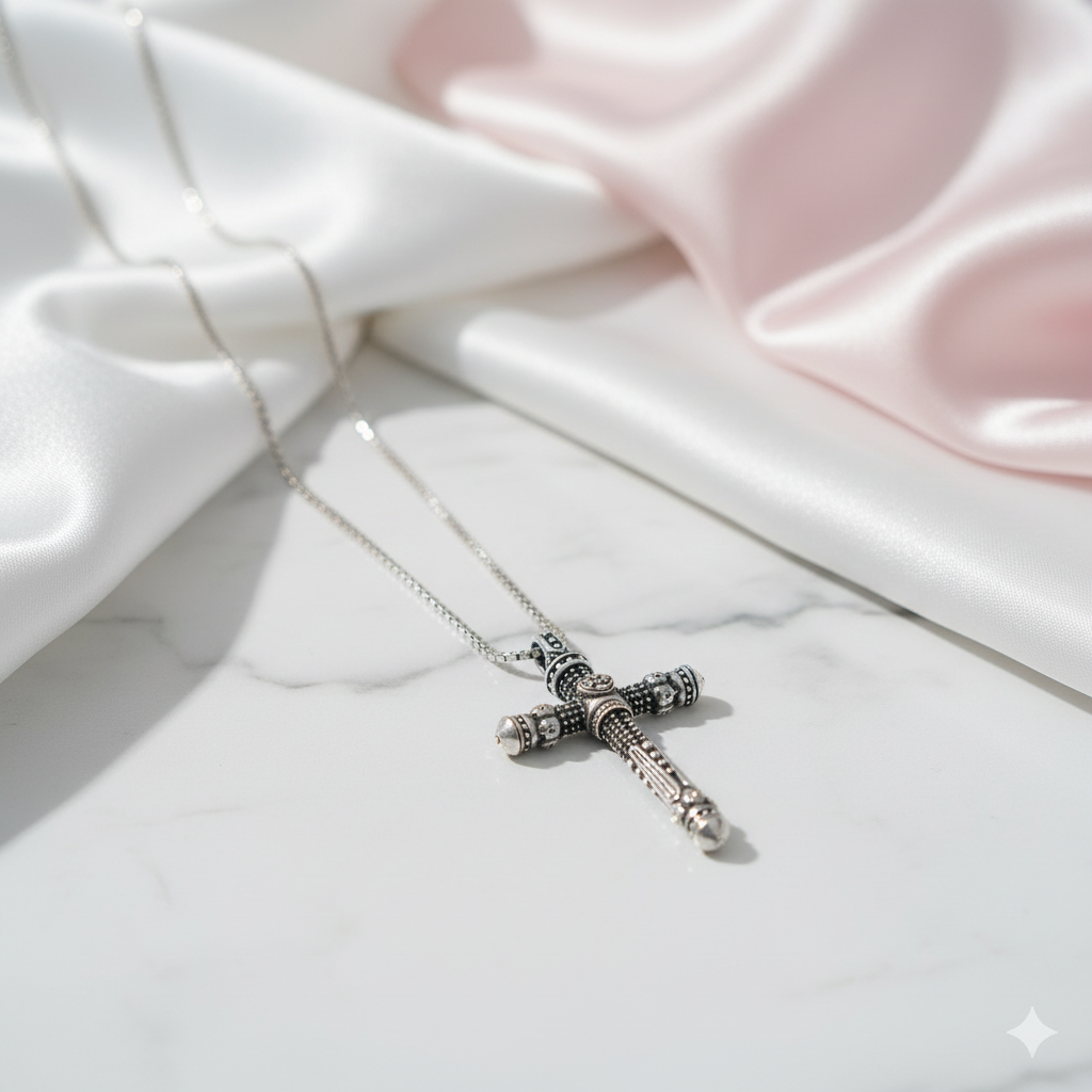Gothic Cross Pave Diamond Option Sword Necklace