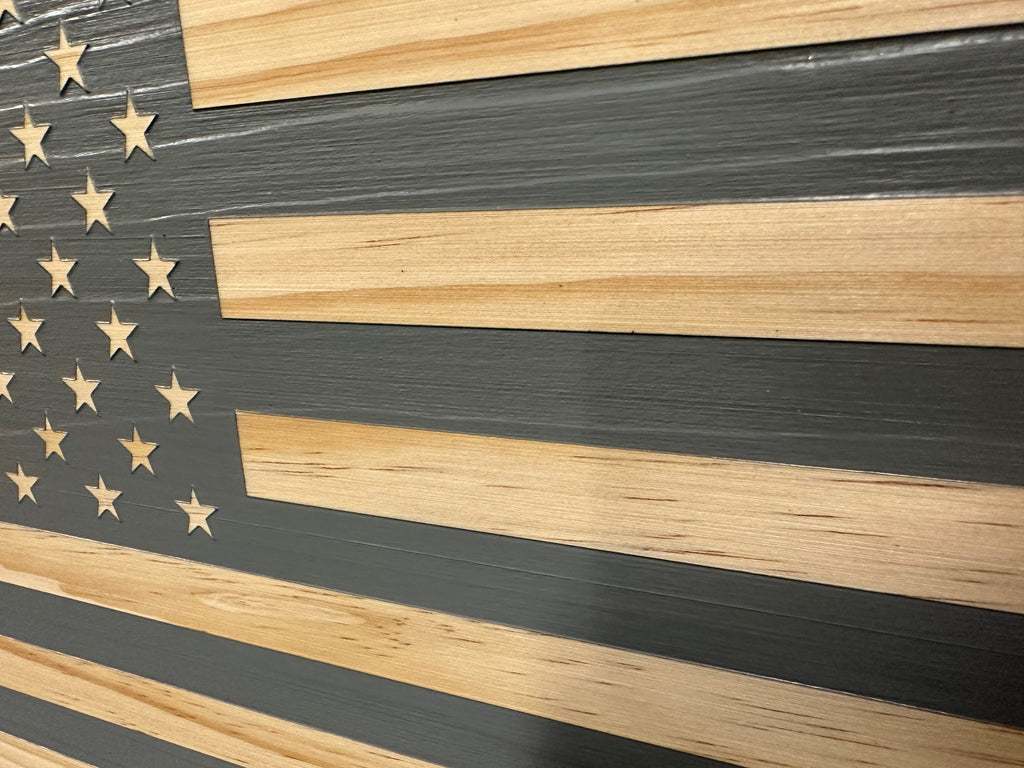 American Flag Decorative & Secure Wall-Mounted Gun Cabinet (Gray)