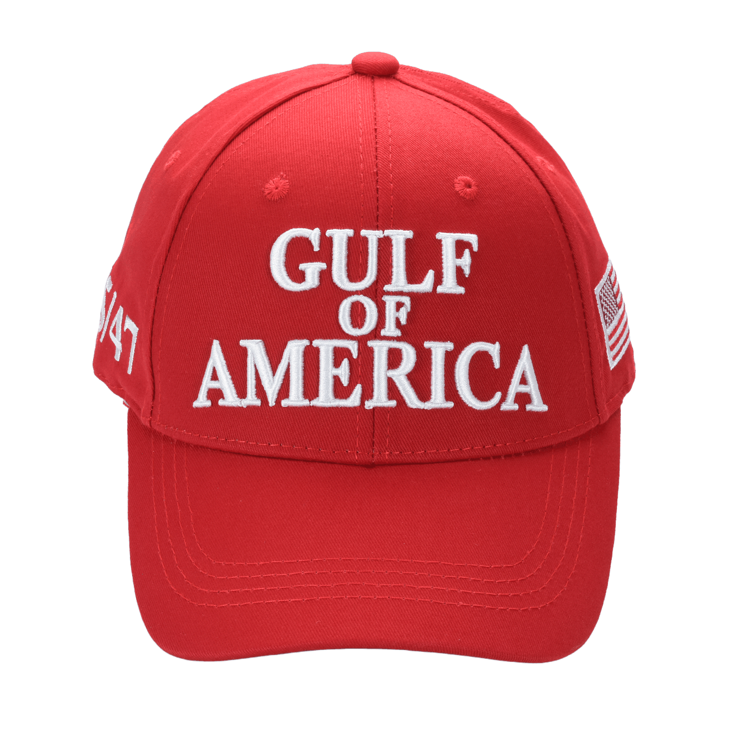 Gulf of America Cap – Red Cotton Twill Hat with Embroidered Front & Hook-and-Loop Adjustable Strap