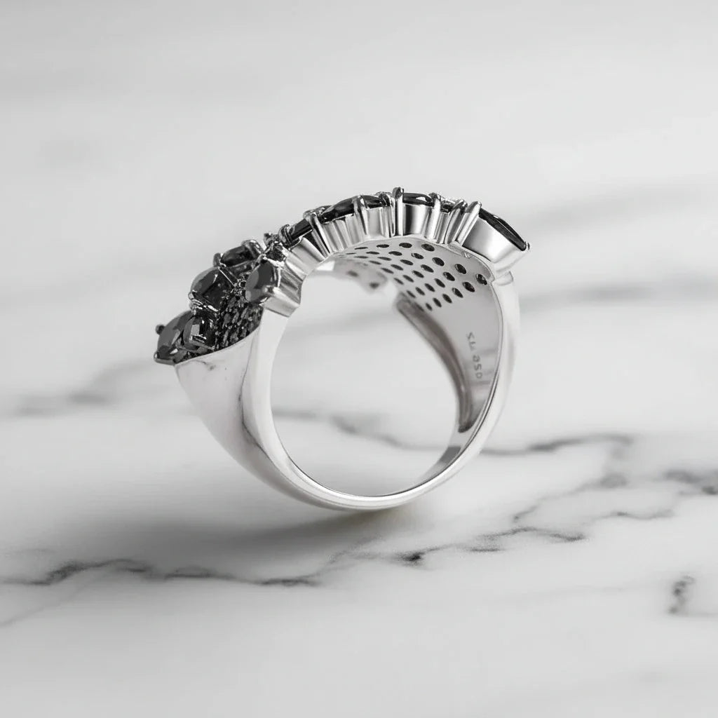 Gothic Black Spinel Gemstone Ring