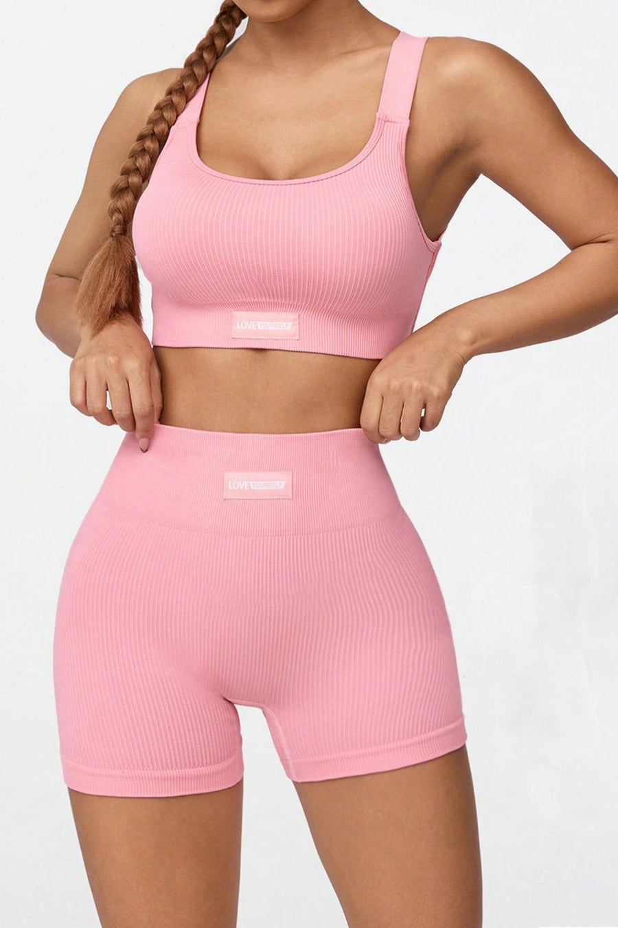 XS-L sports yoga high stretch two colors padded crop vest & shorts set