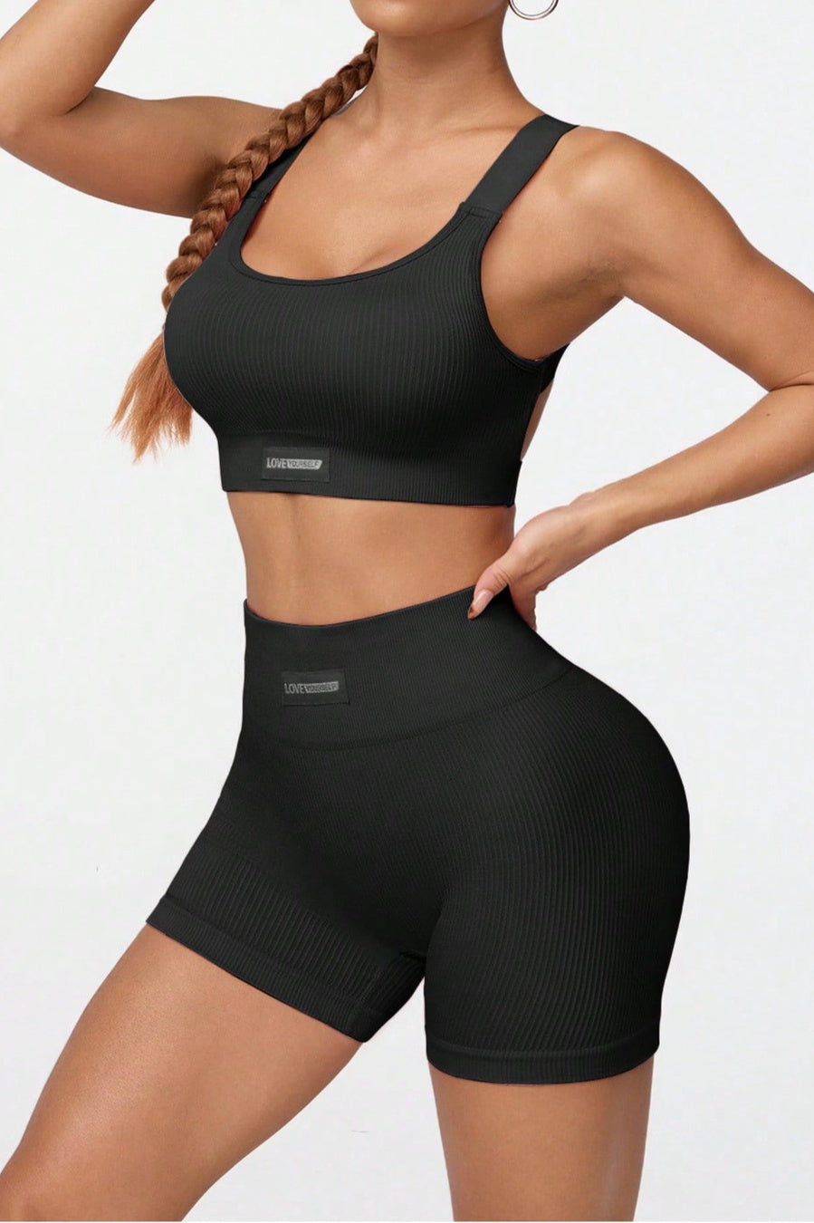 XS-L sports yoga high stretch two colors padded crop vest & shorts set