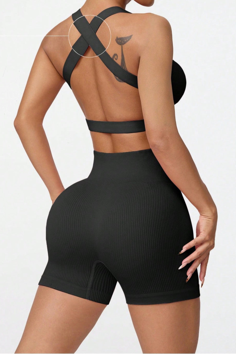 XS-L sports yoga high stretch two colors padded crop vest & shorts set