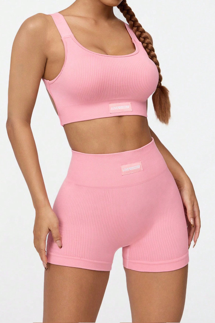 XS-L sports yoga high stretch two colors padded crop vest & shorts set