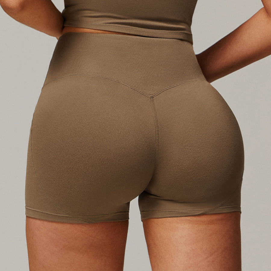 Sports high stretch high waist hip lift tight fit yoga shorts